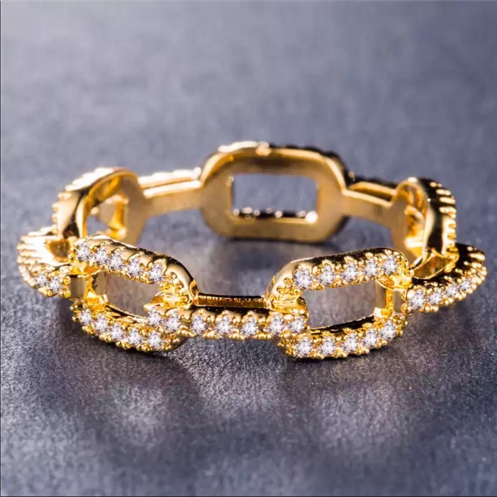 New Women’s Yellow Gold Plated Diamond Eternity Ring - Picture 6 of 8